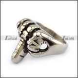 Erecting Middle Finger Skull Ring in 316L Stainless Steel Crafted Casting -JR430003