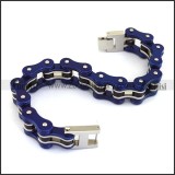 Blue Stainless Steel Bike Chain Bracelet for Men b002663