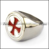 Red Cross White Epoxy Ring r004957