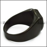 black plated stainless steel blank signet ring with shield ring face r005210