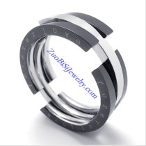 8mm Wide Black Flexible FOREVER LOVE Rings as Great Valentine Gift for Lover JR430008