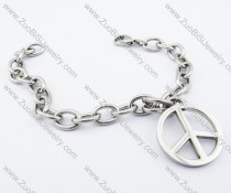 Peace Sign Charm Stainless Steel Link Chain Bracelet - JB200119
