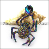 Big Colourful Spider Pendant with 4 Clear Rhinestones p004936