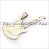 silver stainless steel guitar pendant with 9 rhinestones p001232