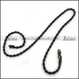 Black Round Twisted Rope Chain in 4mm Wide 51cm Long n001401