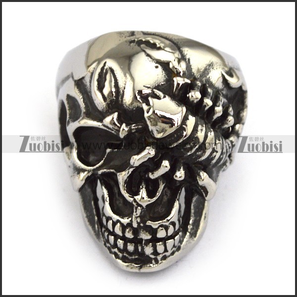 Stainless Steel Scorpion Skull Ring - JR350167