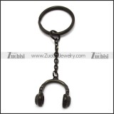 Black Head Phone Key Chain k000028