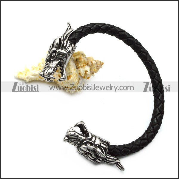 black leather dragon bangle