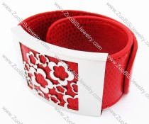 Stainless Steel Red Leather Bracelet - JB400029
