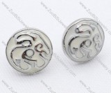 White Epoxy Stainless Steel earring - JE050043
