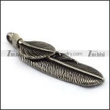 Mens Feather Pendant in Stainless Steel p003922
