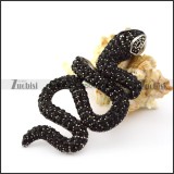 Black Rhinestones Snake Pendant in Steel p005731