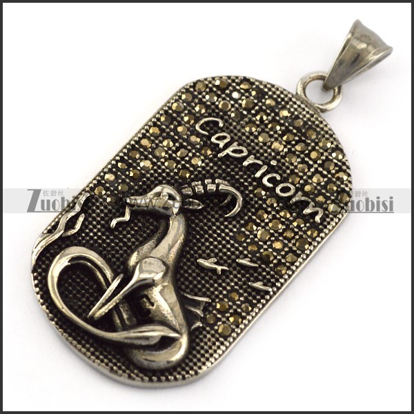 Vintage Style Capricorn Tag Pendant p005791