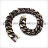 Stainless Steel Link Bracelet in Black Burnout Finishing with Pearl Buckle b005860