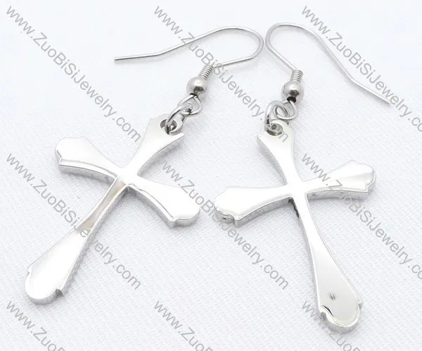 Shiny Cross Stainless Steel earring - JE050107