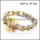 CNC Rhinestones Gold Plating Bicycle Chain Link Bracelet b006152