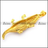 Stainless Steel Alligator Pendant in Gold p003343