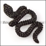 Black Rhinestones Snake Pendant in Steel p005731