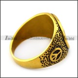 Vintage Gold Peace Sign Ring r004520