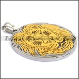 Stainless Steel Pendant with Gold Plated Lion Face p003259