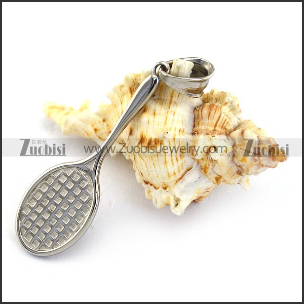 Silver Stainless Steel Badminton Racket Pendant p003390