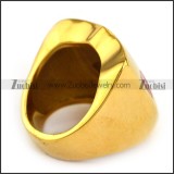 Yellow Gold Stainless Steel Ring Enamel Red Cross r003853
