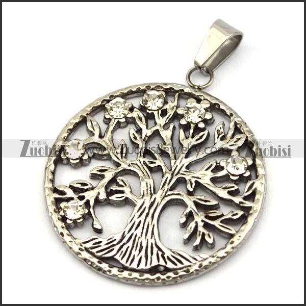 Stainless Steel Hollow Tree-shaped Pendant p006233