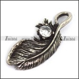 Small Feather Charm with Crystal p003658