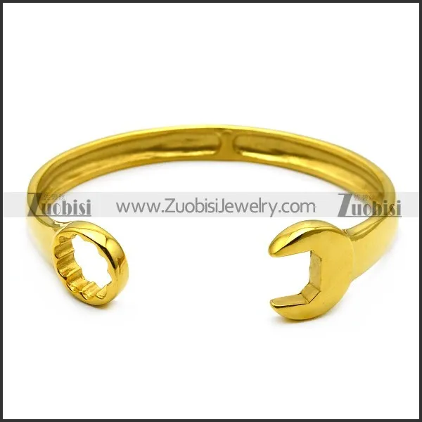 golden stainless steel casting spanner bangle b007004