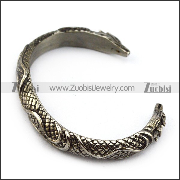 Vintage Stainless Steel Dragon Bangle For Men b005410