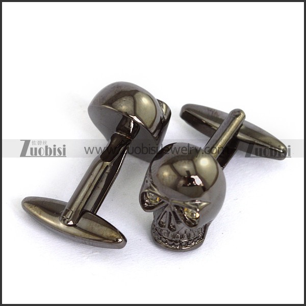Gun Metal Tone Skull Cooper Cufflinks c000059
