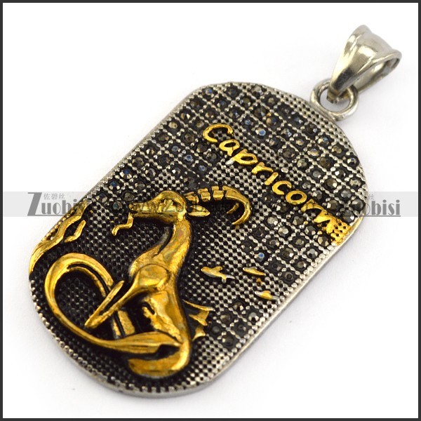 Gold Plating Capricornus Tag Pendant p005792