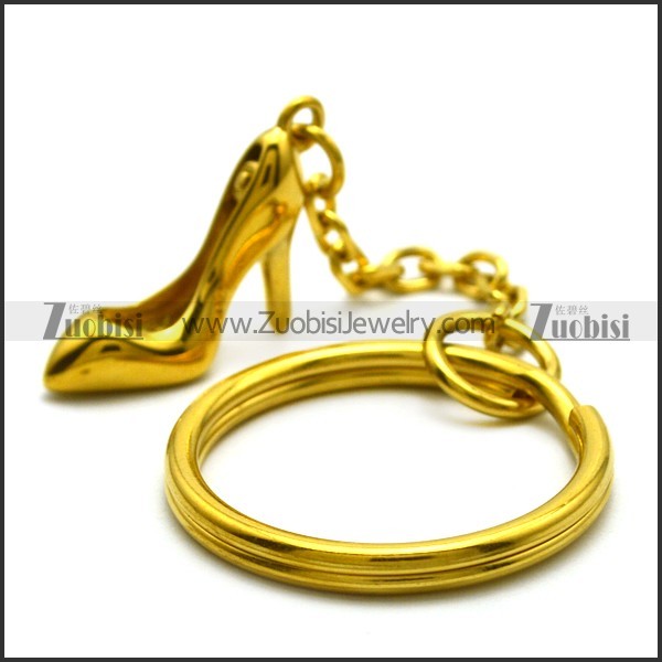 Gold Plating High-heel Shoe Key Chain Wholesale for Bags k000014