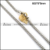 All Silver Tone Stainless Steel Popcorn Chain in 8MM Wide n001096