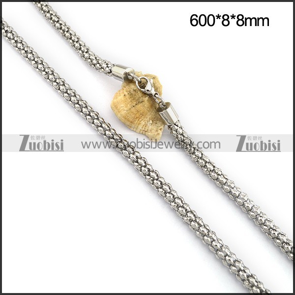 All Silver Tone Stainless Steel Popcorn Chain in 8MM Wide n001096
