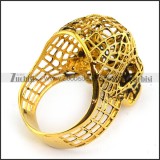 Gold Hollow Steel Skull Ring r003660