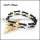 Dark Black and White Link Bracelet with Clear Crystals b005132