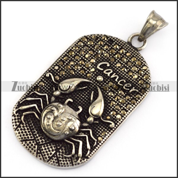 Vintage Cancer Tag Pendant p005781