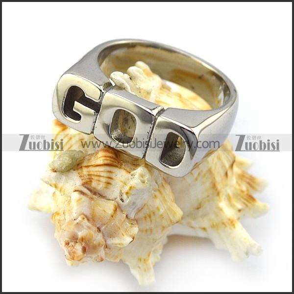 Stainless Steel GOD Ring r004346