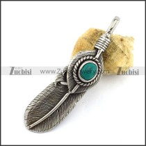 Retro Silver Stainless Steel Feather Pendant p002966