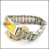 Silver Stainless Steel Bike Chain Bracelet with GP ID Plate b003991