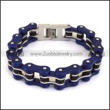 Blue Stainless Steel Bike Chain Bracelet for Men b002663