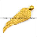 Gold Feather Pendant in Stainless Steel p003642