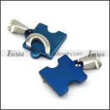 blue plated heart pendant for couples p001606
