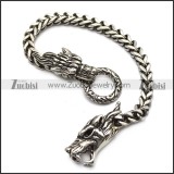 Stainless Steel Casting Square Chain Bracelet with 2 Dragon Heads b007063