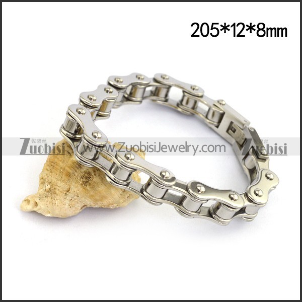 Shiny Silver Stainless Steel Bicycle Chain Bracelet b004515