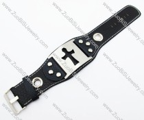 Stainless Steel Cross Leather Bracelet -JB140045