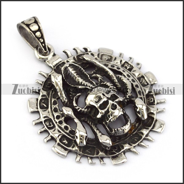 Nice-looking 316L skull pendant -p001148