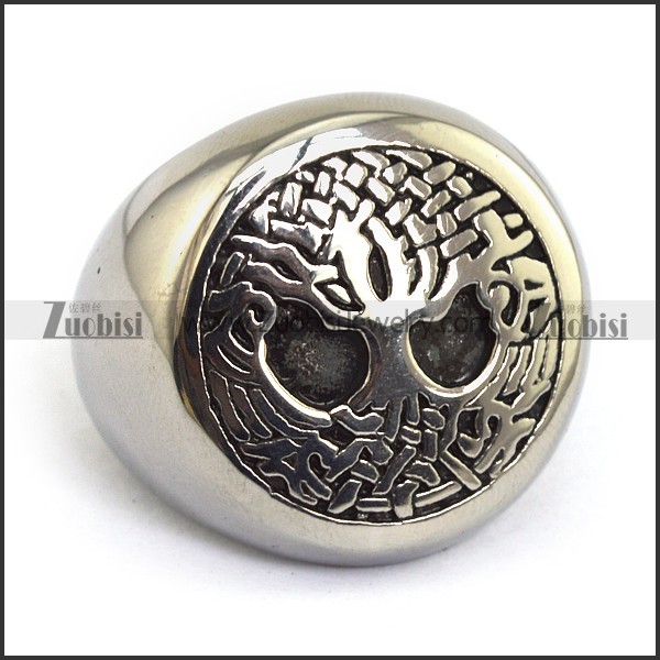 Stainless Steel Oak Ring r003594