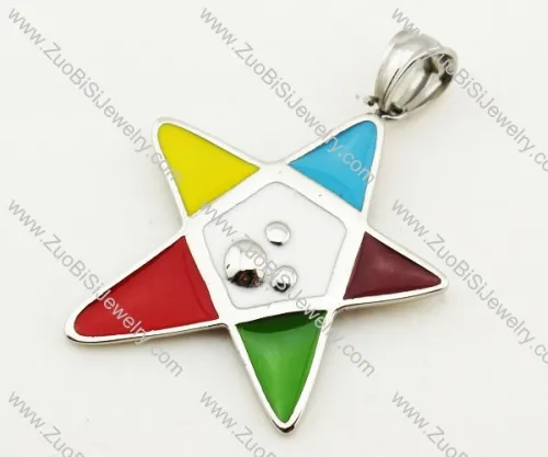 Stainless Steel colorful Star pentagram pendant - JP090322